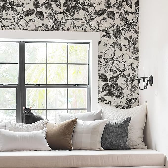 JiffDiff Floral Vintage Wallpaper Peel and Stick，Rose Wallpaper Removable Vinyl - Image 5