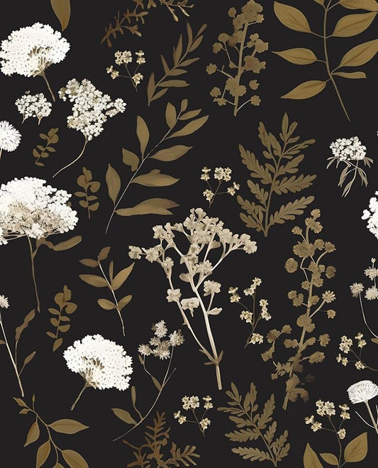 Laatse Dark Floral Wallpaper Peel and Stick Boho Wallpaper 17.5in x 118in by Laatse