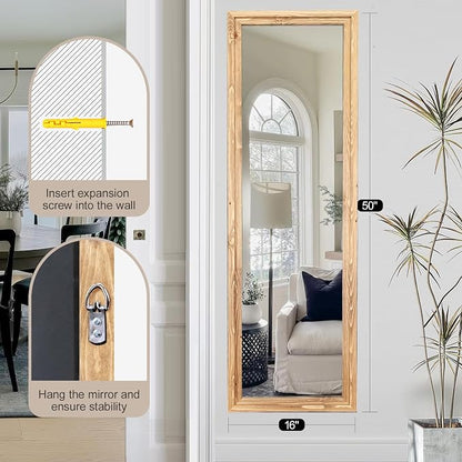 50"x16" Door Mirror, Rustic Full Length Mirror, Over The Door Hanging Mirrors - Image 7