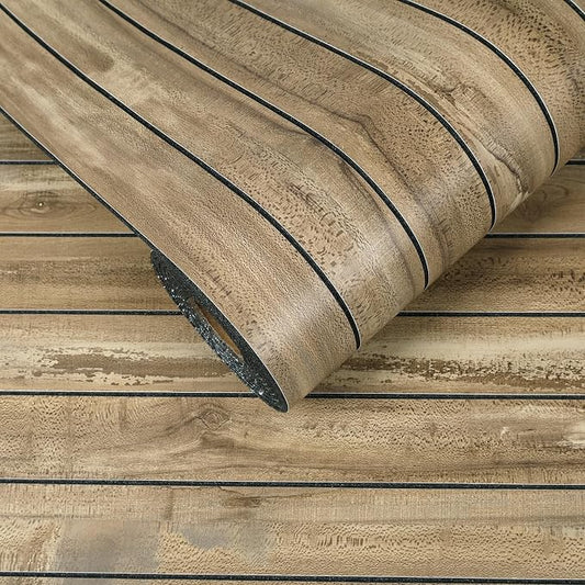 VEELIKE Weathered Wood Wall Panels Peel and Stick Distressed Wood Grain Slat by VEELIKE