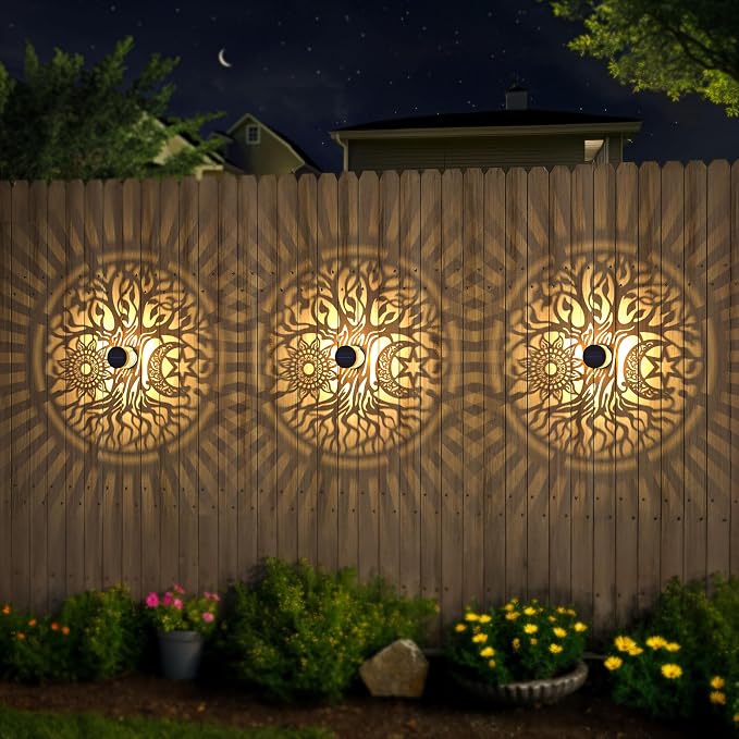 2 Pack Large Solar Fence Lights Metal Solar Powered Outdoor Wall Deck Step - Image 3