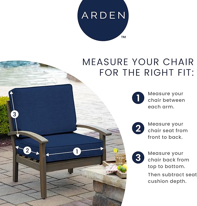 Arden Indoor/Outdoor Foam Seat Pad, 2 Pack, 17 x 16, Patio Cushion, Water Repellent, Fade Resistant, Foam Cushion Teal Ariel