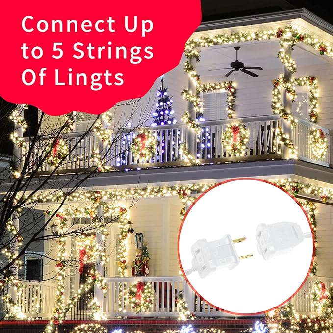 Ultra-Bright Connects End to End Warm White Christmas Mini Lights 100L 19.6Ft UL Listed Incandescent Bulb String Light Set for Indoor and Outdoor Holiday Garden Party Christmas Tree Decor