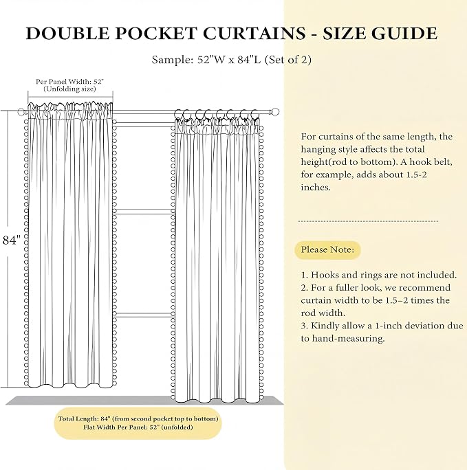 NICETOWN Mustard Gold Pom Pom Velvet Curtains 8 ft Long - Image 8