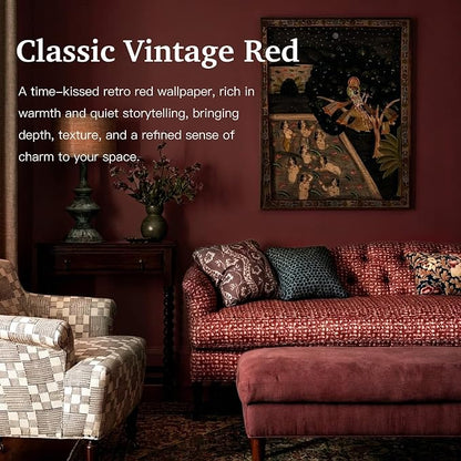 Dimoon 236"x17.7" Peel and Stick Wallpaper Dark Red Contact Paper - Image 3