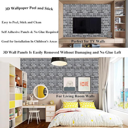 3D Wall Panels Peel and Stick, 3D Brick Wallpaper Peel and Stick, 10 Pack - Image 4