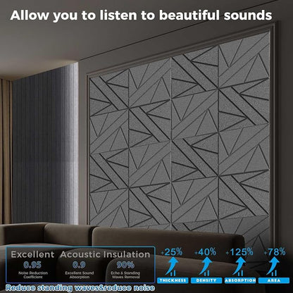 12 Pack Large Self-Adhesive Soundproof Wall Panels, 15.7 x 15.7 x 0.47 in Sound - Image 5