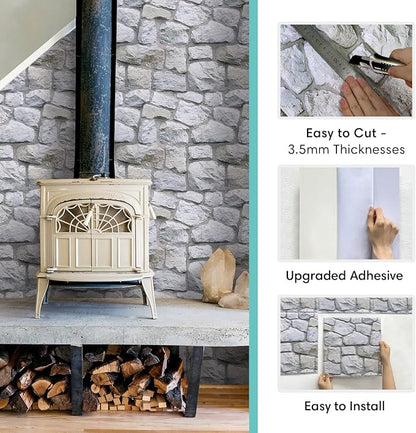 Commomy 3D Faux Stone Wall Panel Peel and Stick Wall Tiles - Image 6