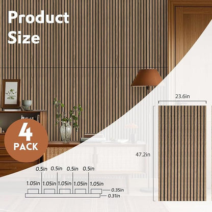 RITOLLO 4 Pack Wood Panels for Wall, 47.2"×23.6"×0.7" Wood Slat Acoustic Panels - Image 2