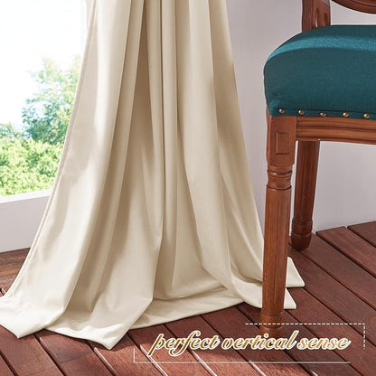 NICETOWN Beige Velvet Curtains 72 inches 2 Panels Set, Thermal Insulated Heavy - Image 6