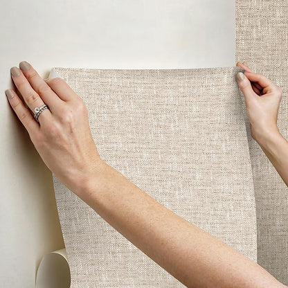 NuWallpaper by WallPops Tan Poplin Peel and Stick Wallpaper - Image 5
