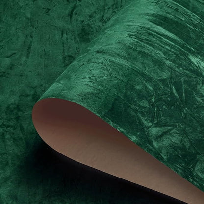 30"x160" Emerald Green Wallpaper Peel and Stick Crushed Forest Green Velvet by HelloWall