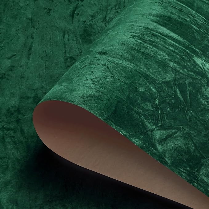 17.5x317 Green Velvet Wallpaper Peel and Stick Emerald Green Wallpaper Bedroom by HelloWall