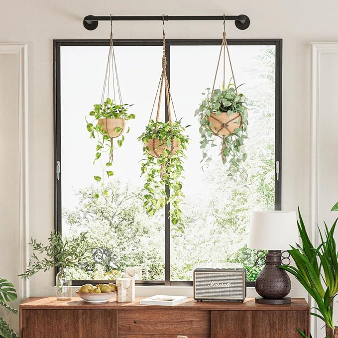 Plant Hanger Indoor Hanging Planters for Indoor Plants Hanging Plant Holder Black Metal Rod(Pot/Chain/Plant not Included
