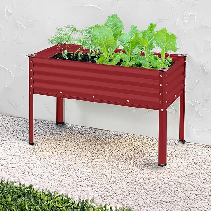 Best Choice Products 48x24x30in Galvanized Raised Garden Bed, Metal Elevated Planter Box, Vegetable Garden for Backyard, Patio, Balcony - Royal Red