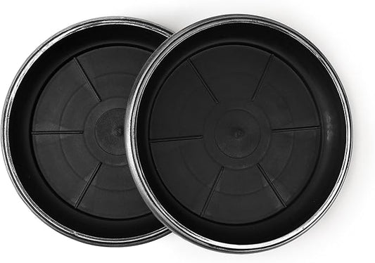 9" Decorative Heavy Duty Tray/Saucer (2 Pack) Rustic Medieval/French Country Look, Pot/Planter Base for Indoor/Outdoor Decor (9 inches, Silver)