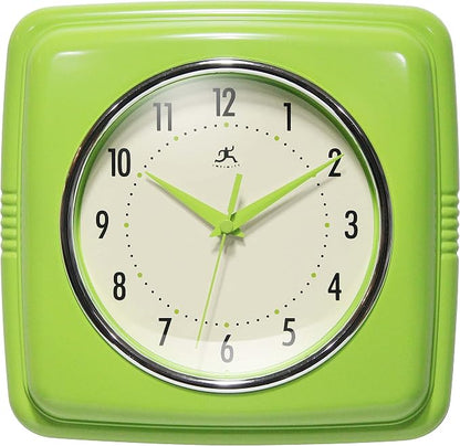 Infinity Instruments Retro Wall Clock – 9-Inch Square Silent Non-Ticking by InfinityInstruments
