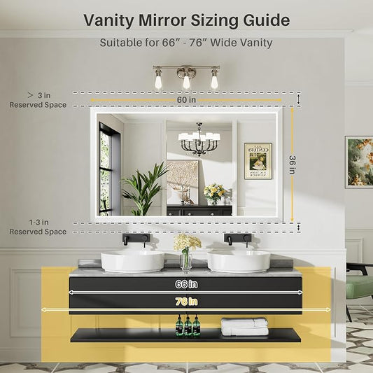 60x36 Inch White Bathroom Mirror - Image 2