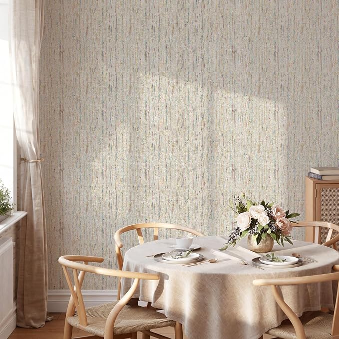 JiffDiff Woven Wallpaper Peel and Stick 17.3" x 800" Colorful Paint Grasscloth - Image 3
