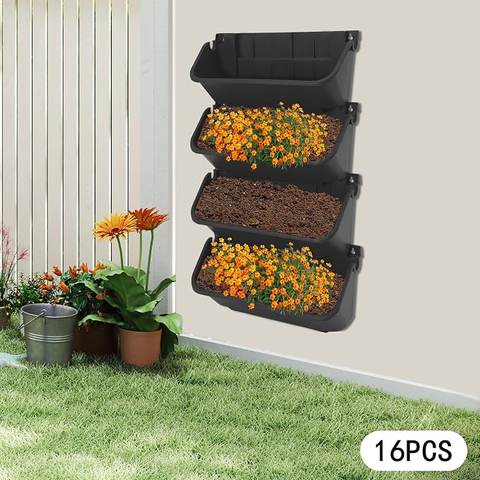 Vertical Wall Planter with 16 Pots, Hanging Garden Plant Flowerpot Holder - Image 5