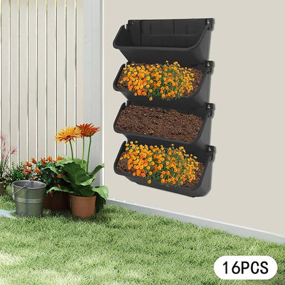 Vertical Wall Planter with 16 Pots, Hanging Garden Plant Flowerpot Holder - Image 5