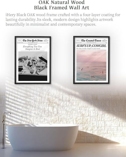 iHery Premium Natural Black OAK Wood 12x16in Surf’s Up Coastal Cowgirl Trendy - Image 6