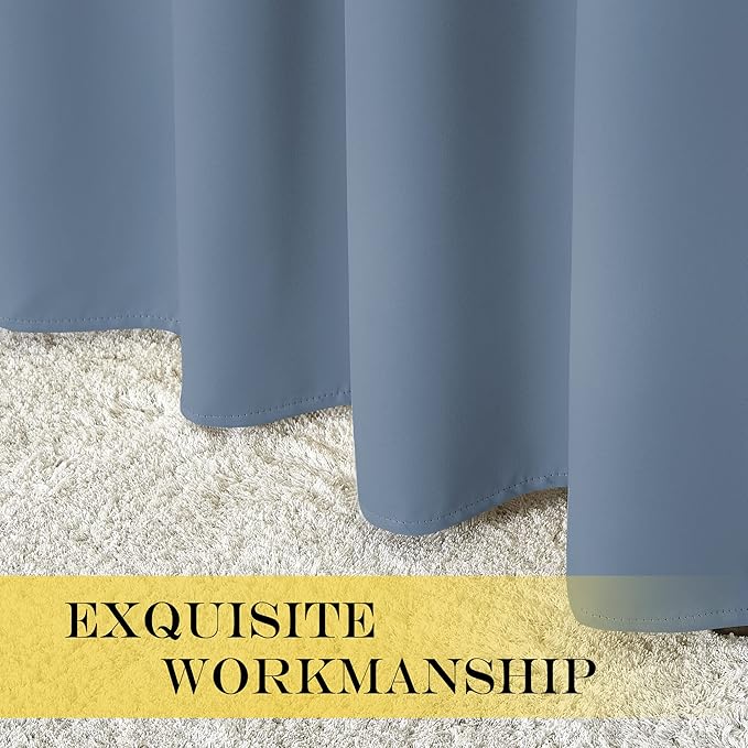 NICETOWN Stone Blue Blackout Bedroom Curtain 78 inch Length - Image 6