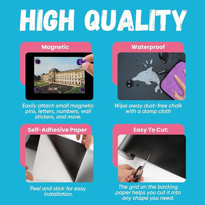 Magnetic Chalkboard Wallpaper Peel and Stick 48" x 24", Self-Adhesive - Image 4