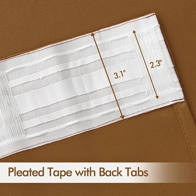 MIULEE Golden Brown Back Tab Blackout Curtains 63 Inch Length 2 Panels Set - Image 4