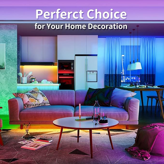 Tenmiro Led Lights for Bedroom 100ft Music Sync Color Changing Strip Lights - Image 6