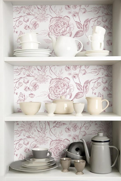 Yasinet Pink Floral Wallpaper Boho Peel and Stick Wallpaper Pink and White - Image 8