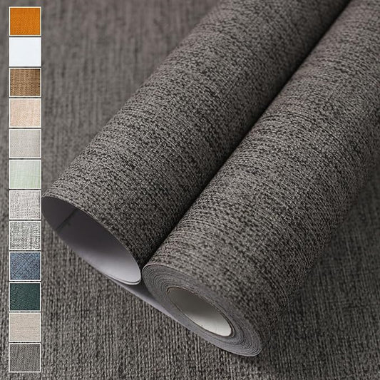 WADILE Grasscloth Peel and Stick Wallpaper 15.7in x 393.7in, Textured Contact by WADILE