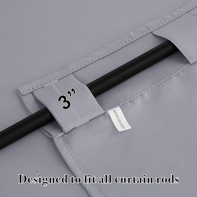 RYB HOME Bedroom Curtains, Room Darkening Thermal Insulated Curtain Back Tab - Image 3