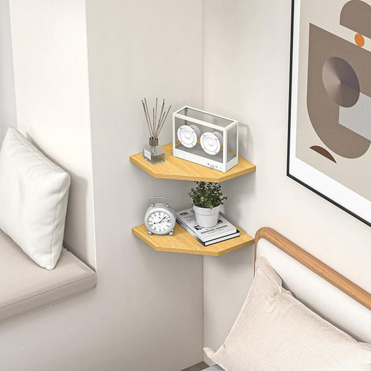 Corner Shelf Wall Mount, Floating Corner Shelves, Rustic Wood Wall Storage - Image 2