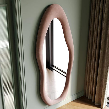 Honyee Full Length Mirror, Flannel Wrapped Wooden Frame Full Body Mirror - Image 3