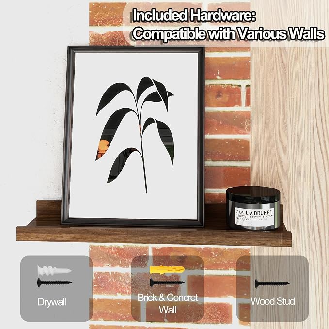 Floating Shelves for Wall Decor, Wall Mounted Wood Storage Shelf for Bedroom - Image 6