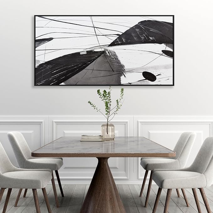 Abstract Canvas Art Home Wall Decor Black and White Abstract Wall Art Framed - Image 5