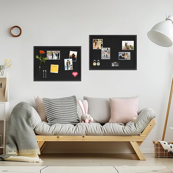 DAHAPYBOO Cork Board with Linen Black, Bulletin Board 23"x17", Corkboards - Image 2