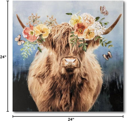 Hand-Painted Highland Cow Canvas Wall Art, Lovely Cow - Image 8