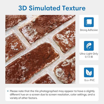 COMSTICKC 3D Faux Brick Wall Panels Peel and Stick, Small Size Thin PVC Fake - Image 3