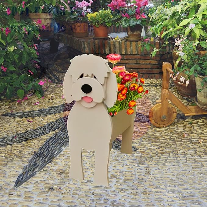 Golden Doodle Dog Planter Plant Pots,Cute Garden Dog Flower Planter,Dog Planters Birthday Gifts for Women,Office,Indoor/Outdoor Decor(9.45 * 7.17 * 13.82in)