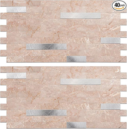 Peel and Stick Backsplash Tile Waterproof Removable PVC Wall Sticker 3D Faux by KOYNSLE