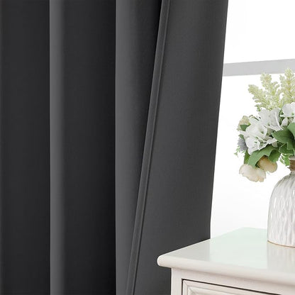 CUCRAF Dark Grey Blackout Curtains 45 inch Length 2 Panels Set, Rod Pocket Room - Image 6