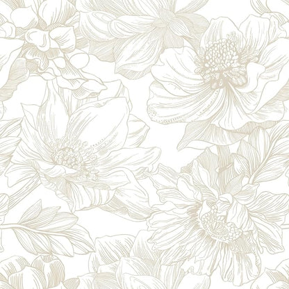 Ismoon Large Floral Peel and Stick Wallpaper Boho Beige/Coffee Contact Paper by Ismoon