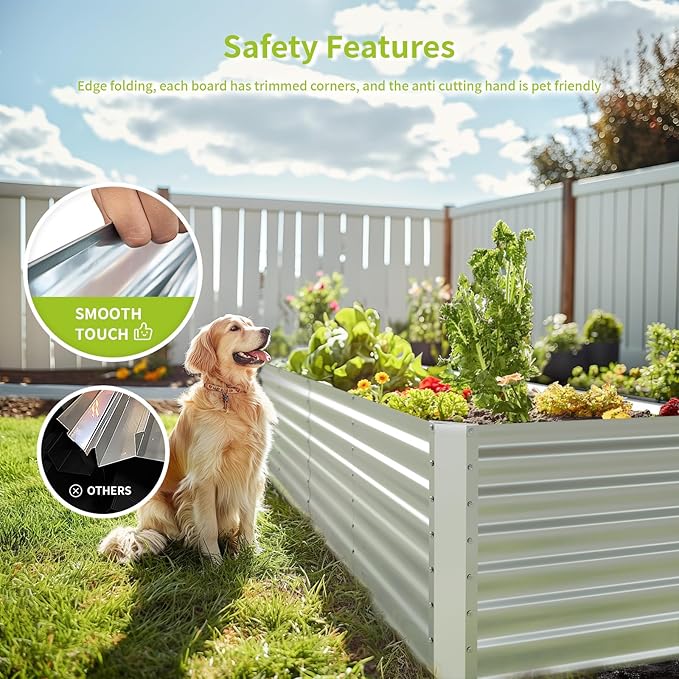 8X2X1FT-2P Galvanized Raised Garden Beds Outdoor // Planter Raised Beds for Gardening, Vegetables, Flowers, Large Metal Garden Box,Deep Plant Flower pots Outdoor.