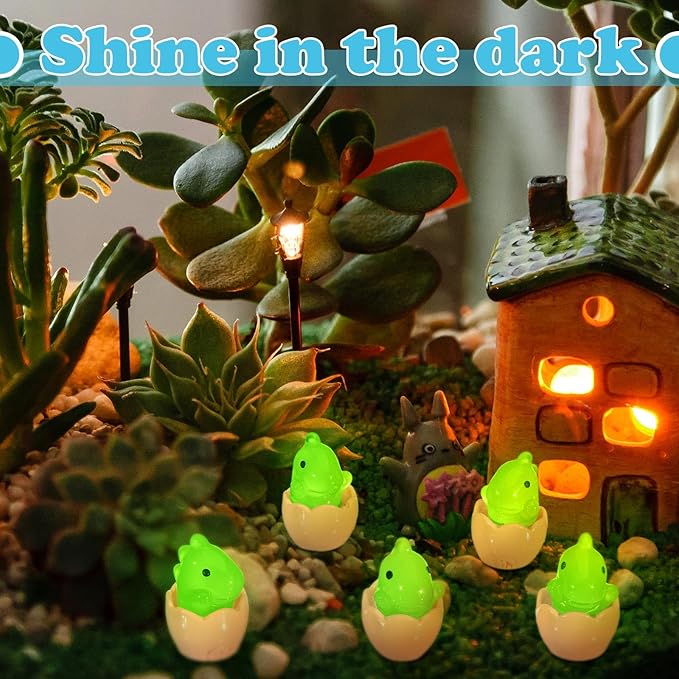 Libima 100 Pcs Mini Resin Luminous Dinosaur Figures Glow in The Dark Dinosaur Miniatures Resin Tiny Animal Figurines for Fairy Landscape Garden Aquarium Dollhouse Decor
