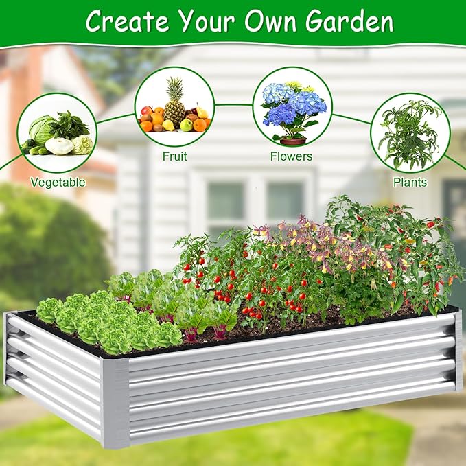 6x3x2ft Fabric Raised Garden Bed liner for Planter Raised Beds, Garden Grow Bed Bags to Grow Vegetables, Flowers, Fruits, Herbs, and Succulents, Rectangle Planting Container for Outdoor, 269 Gallon