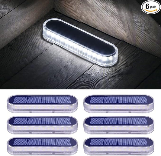 Honalia Solar Driveway Lights Outdoor 6 Pack, Dock Lights Solar Powered Waterproof IP68, Solar Deck Lights Cool White Driveway Markers Concrete Step Lights for Driveway Deck Stairs Marine Dock Runway
