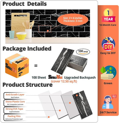 StyloVue 100 Pieces Peel and Stick Backsplash - Image 2