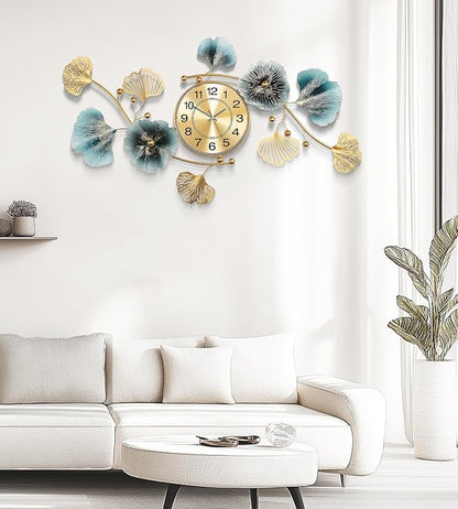 Wall Clocks for Living Room Decor, Large Wall Clock, 3D Creative Metal Ginkgo - Image 6